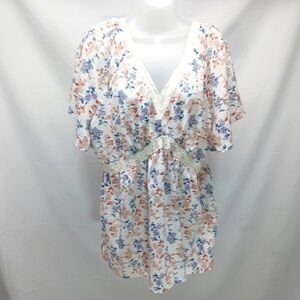 Suzanne Betro Weekend Suzanne Betro Ruffle Trim V-Neck Empire Blouse Size XL